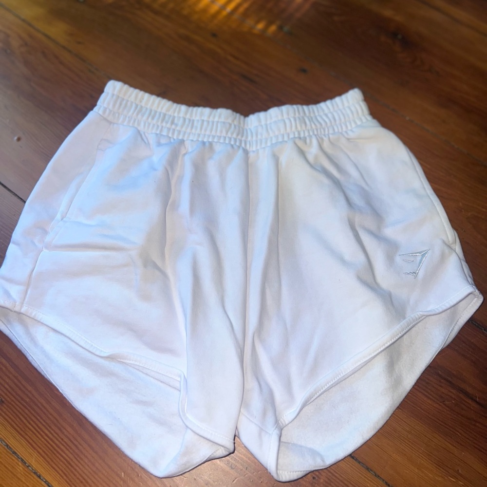 Gymshark White Athletic Shorts Lightweight Curved Hem